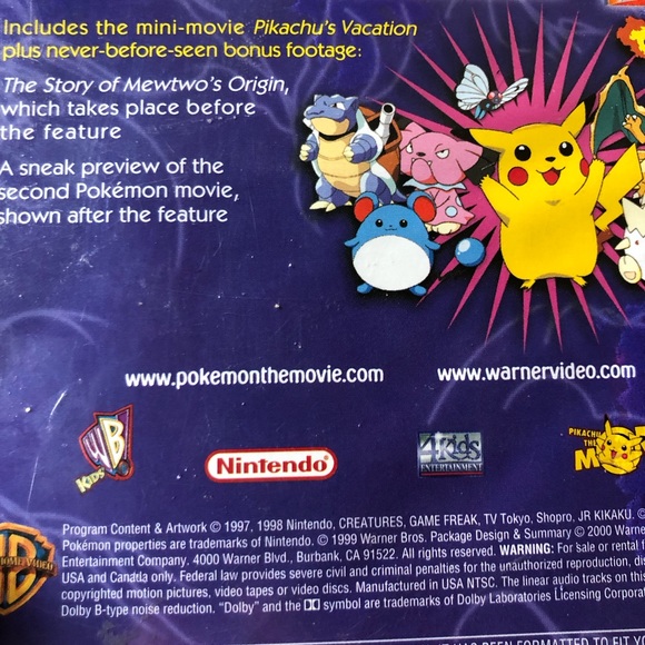 Pokémon the First Movie Mewtwo Vs Mew VHS 1998 - Picture 3 of 6